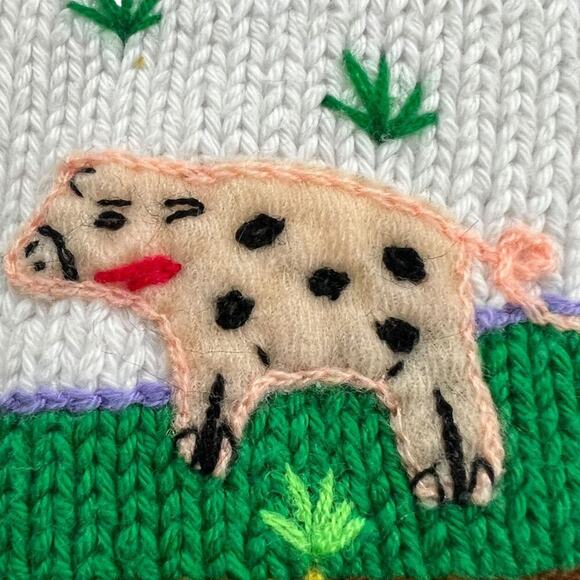 Vintage Fairy Tales on Parade 1989 Cardigan Sweater Ole Mac Donalds Farm Toddler - Picture 3 of 9